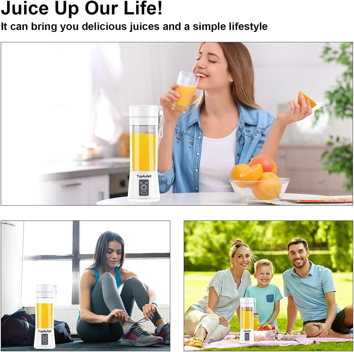 Portable Blender,Mini Blender for Shakes and Smoothies,Six Blades in 3D for Superb Mixing,Personal Size Blender with Powerful Motor 2000Mah Rechargeable Battery for Home, Travel, Office