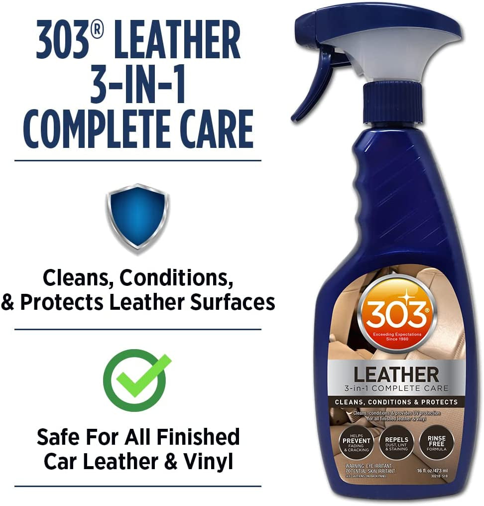 Leather 3-In-1 Complete Care - Cleans, Conditions, & Protects - Helps Prevent Fading & Cracking - Rinse Free Formula - Repels Dust, Lint, & Staining, 16 Fl. Oz. (30218CSR) Packaging May Vary