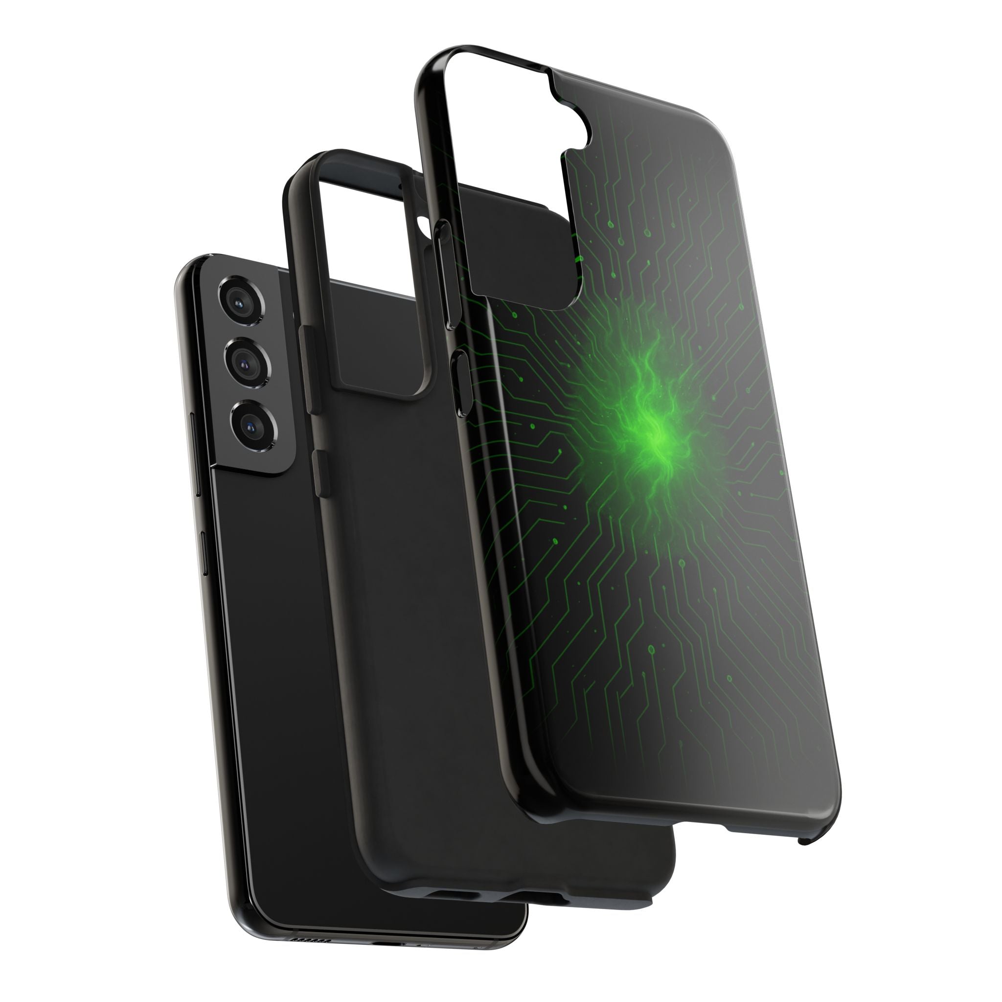 Tough Phone Case — Neon Green Energy Circuit Design