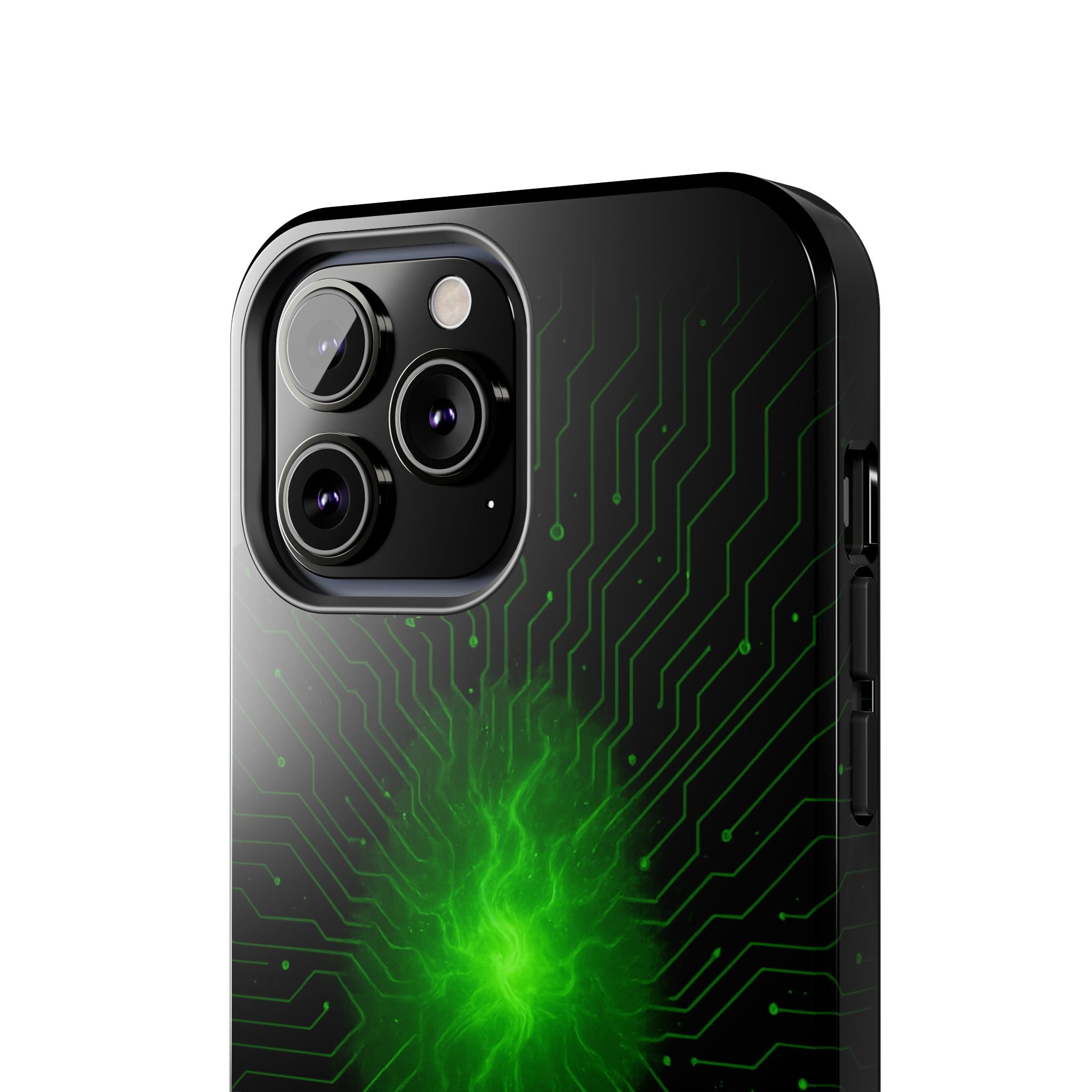 Tough Phone Case — Neon Green Energy Circuit Design