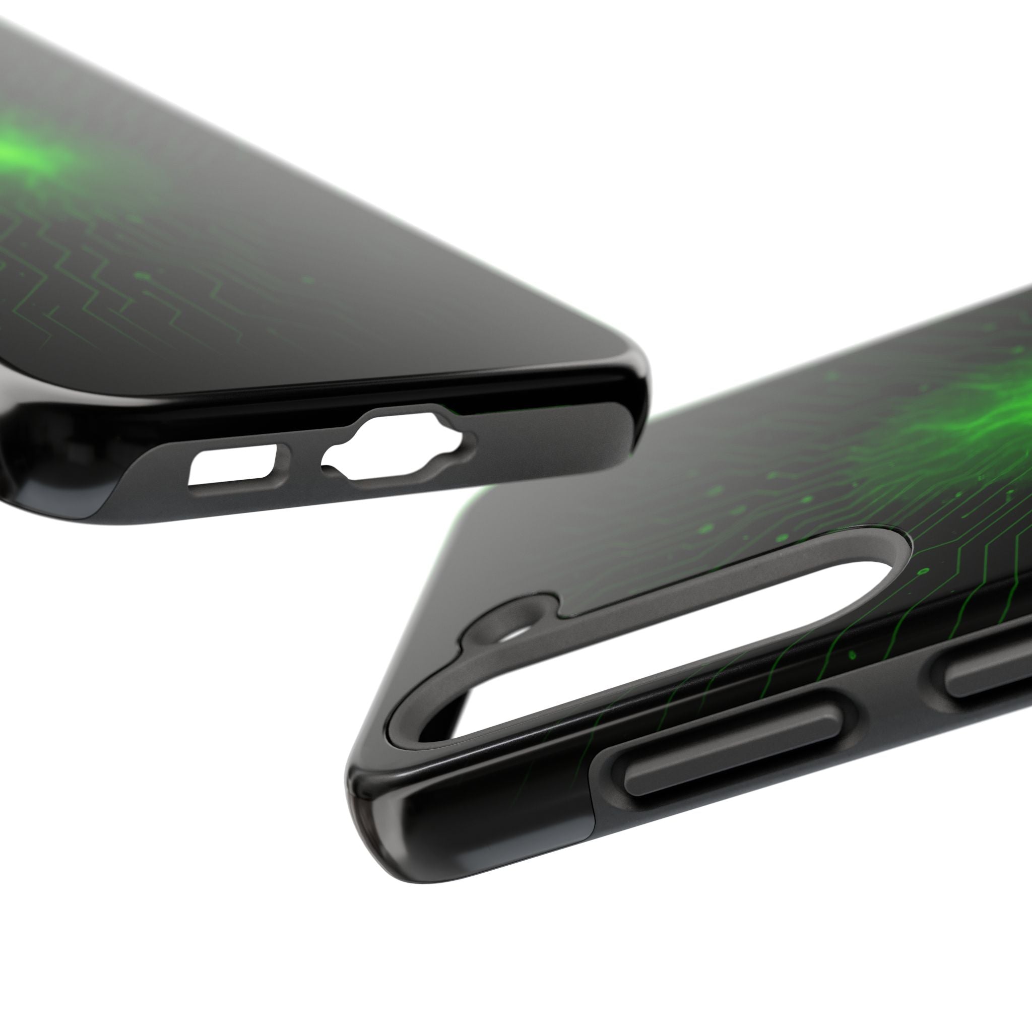Tough Phone Case — Neon Green Energy Circuit Design