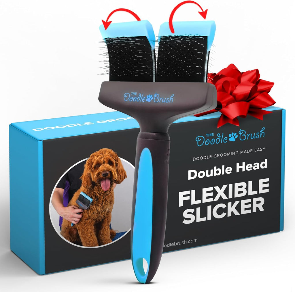 Doodle Brush for Dogs - Dog Hair, Dog Brush for Poodles, Goldendoodle, Bernedoodle - Flexible Head Slicker for Dogs, Poodle, Labradoodle, Sheepadoodle - Dual Head