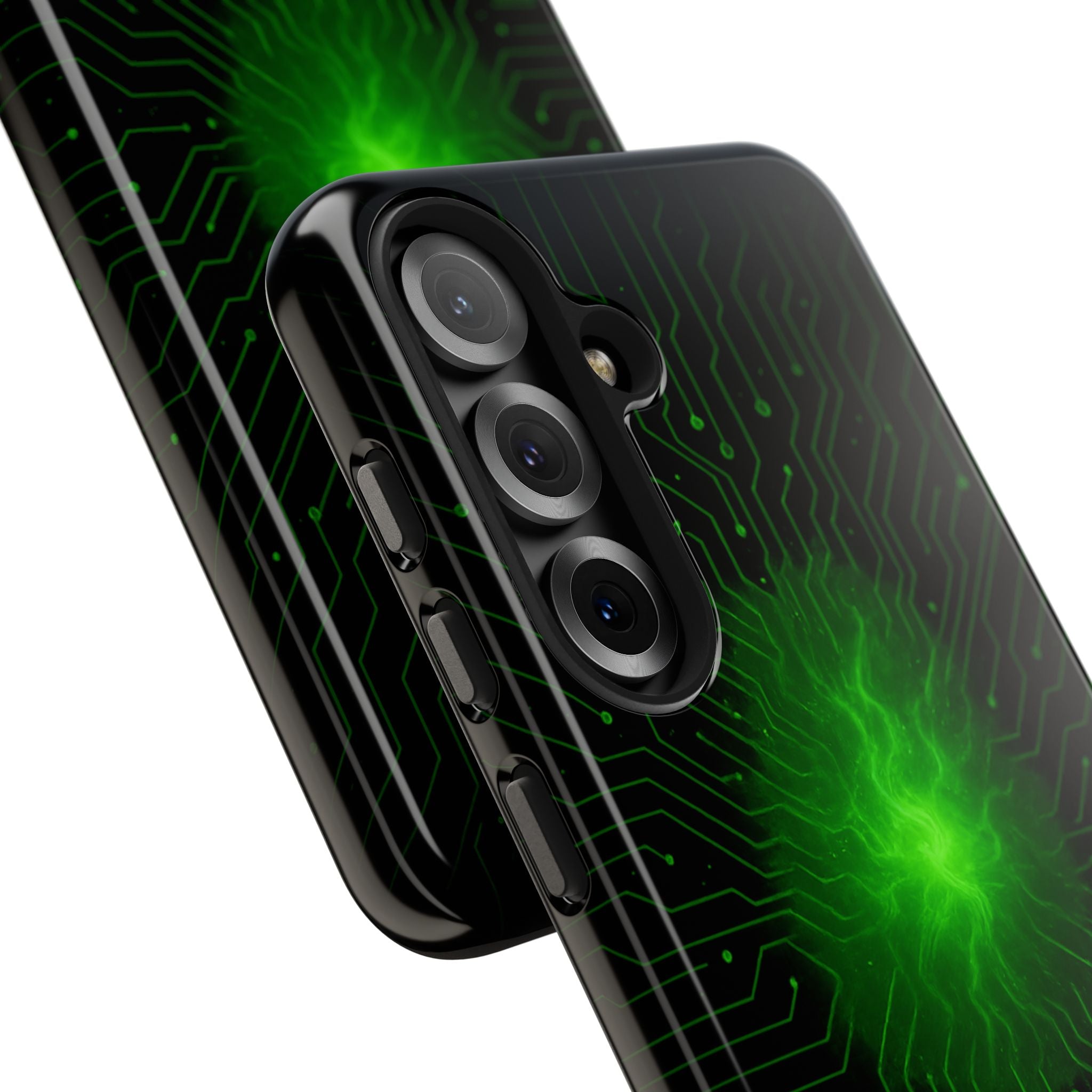 Tough Phone Case — Neon Green Energy Circuit Design