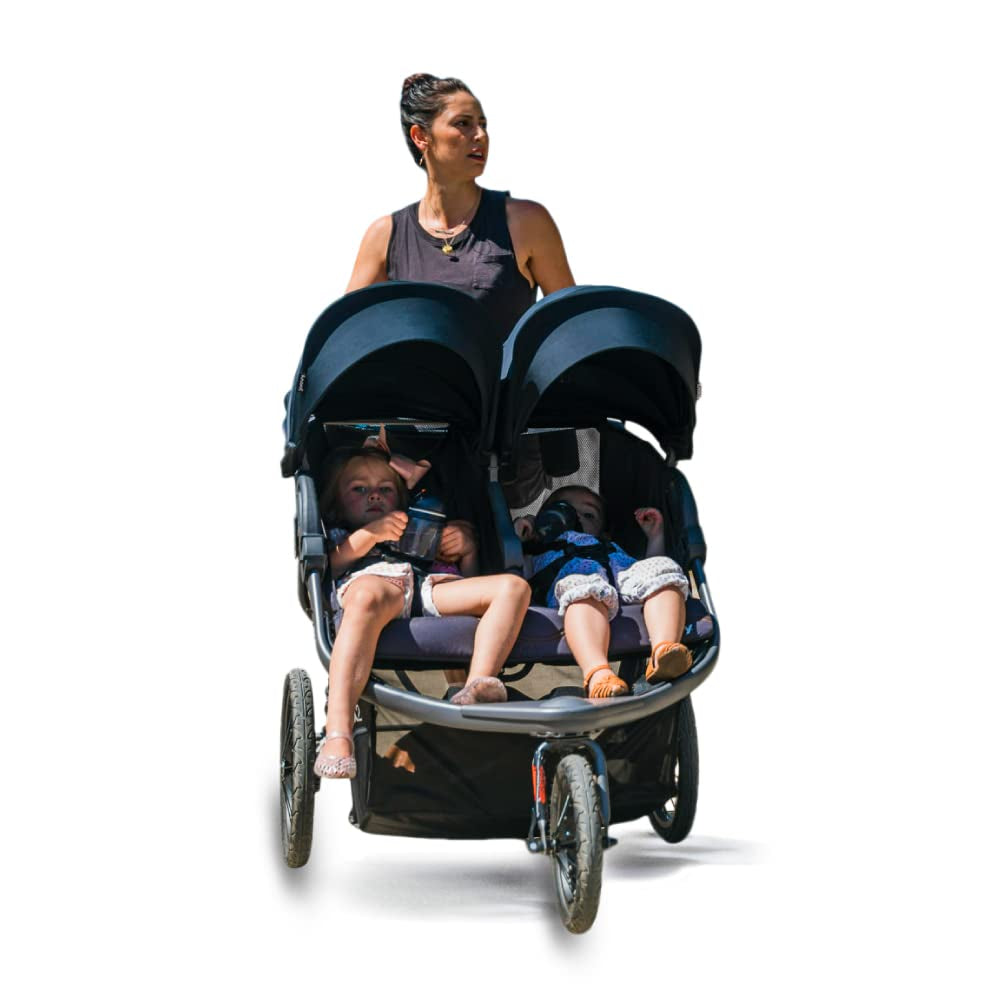 Zoom X2 Lightweight Performance Double Jogging Stroller Featuring Extra-Large Pneumatic Tires with Air Pump Included, Locking and Swiveling Front Tire, and Easy One-Handed Fold, Forged Iron