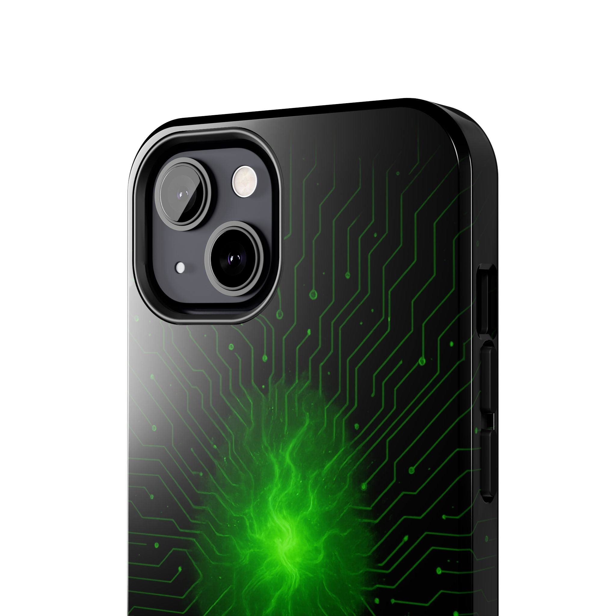 Tough Phone Case — Neon Green Energy Circuit Design