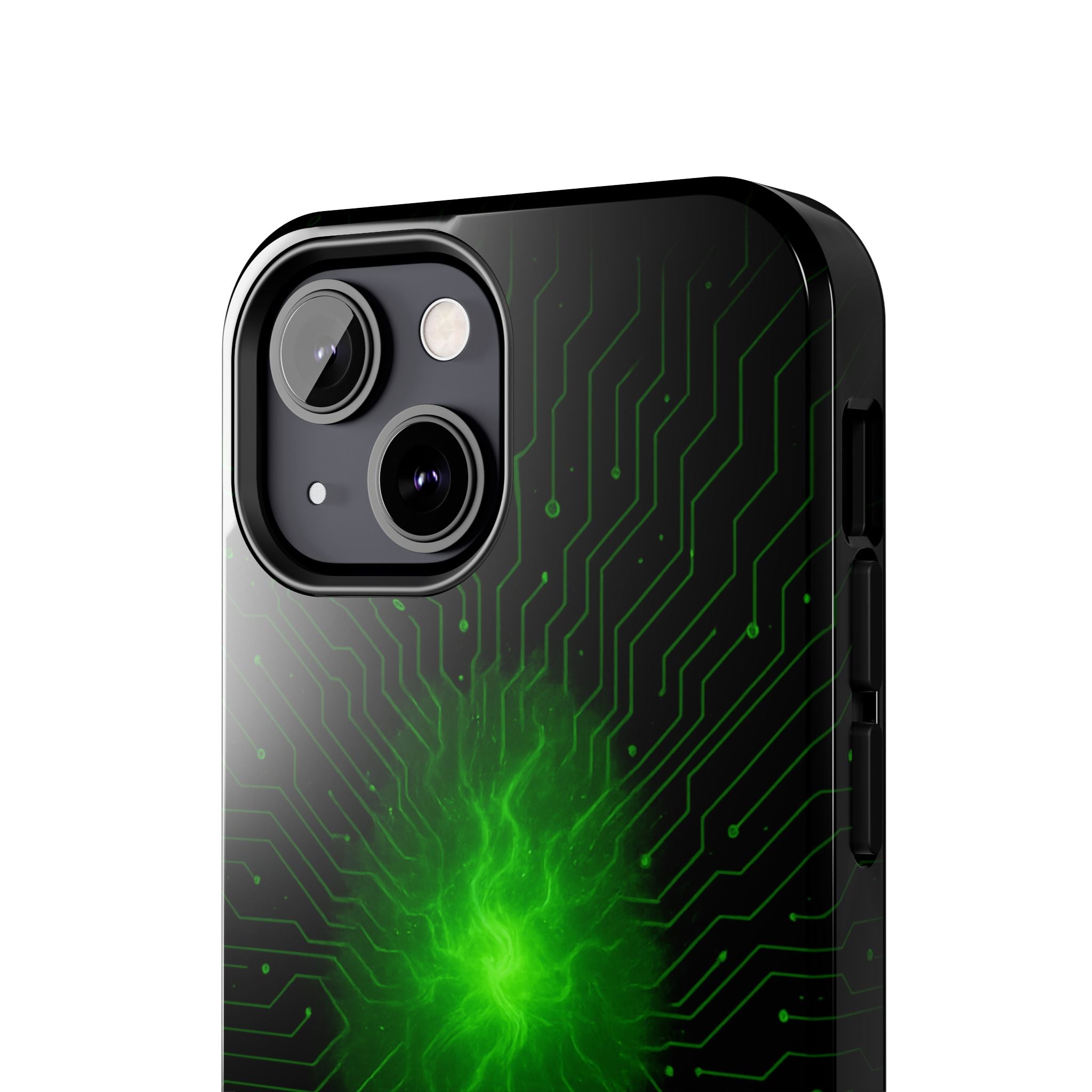 Tough Phone Case — Neon Green Energy Circuit Design