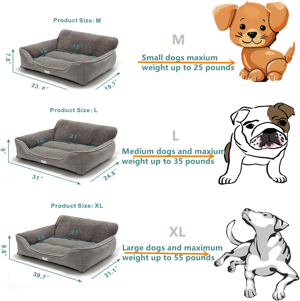 Rectangle Dog Bed Dog Beds for Small Dog Medium Dog Large Dog Washable Sleep Warm Dog Bed with Anti-Slip Bottom (X-Large, Grey)