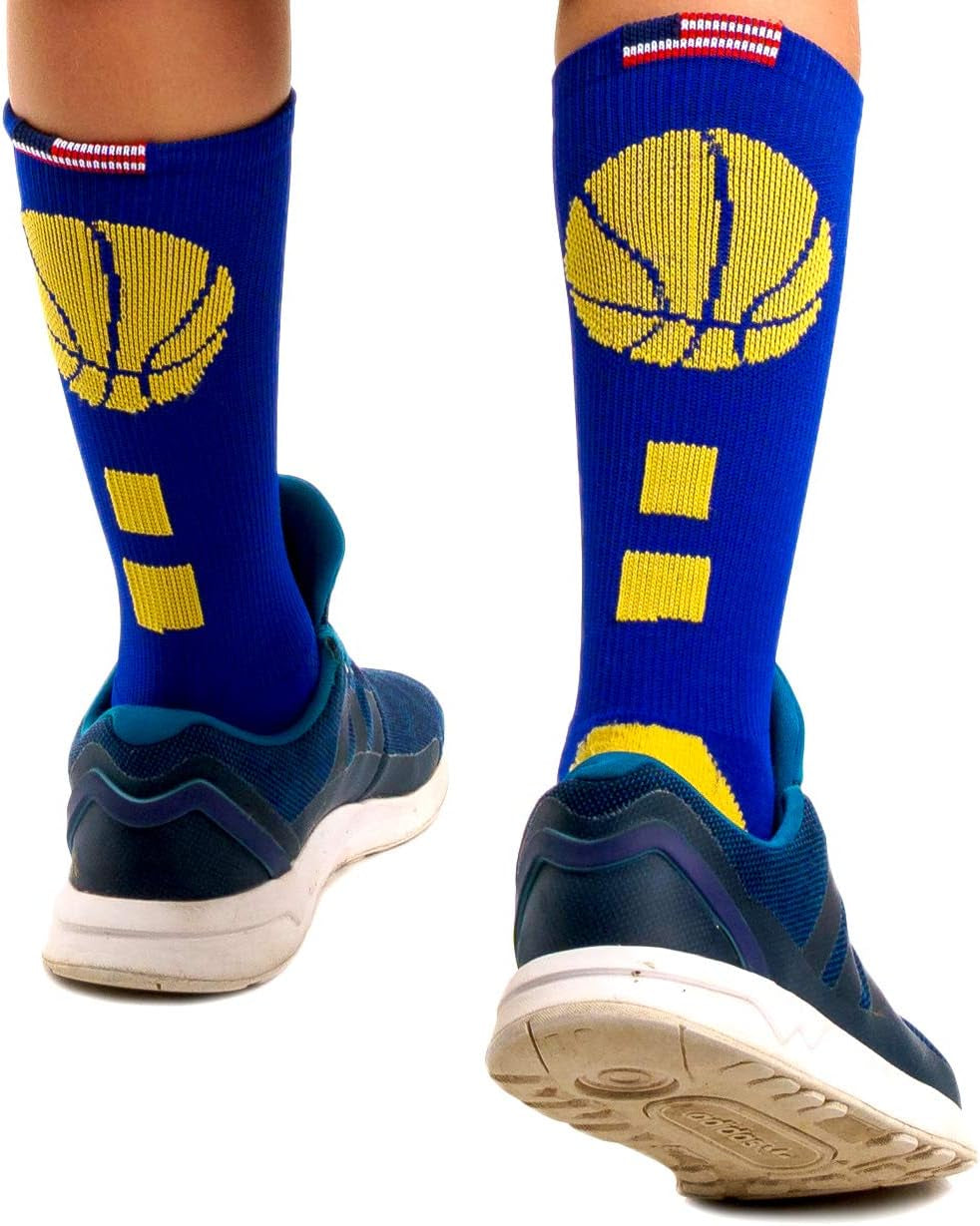 Basketball Socks for Men & Boys Crew Socks with Basketball Arm Sleeve - Made in USA