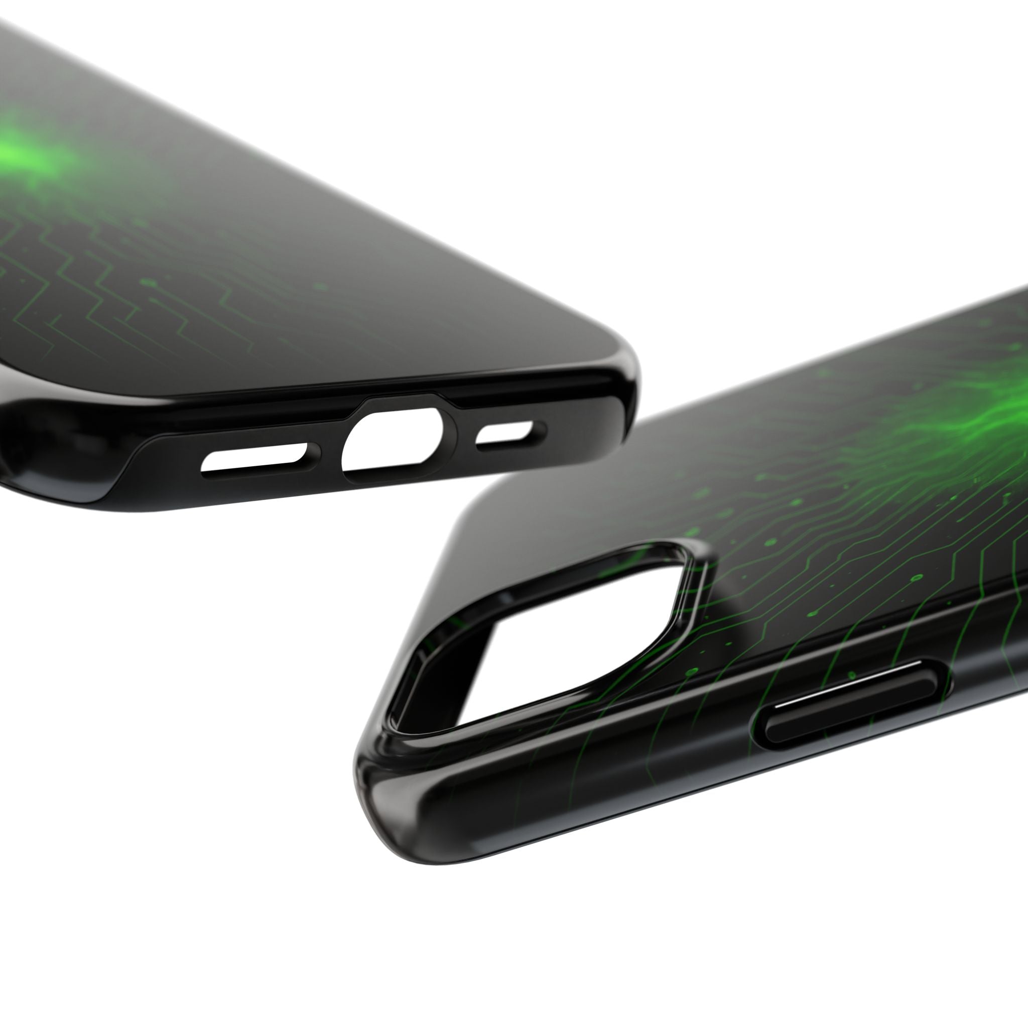 Tough Phone Case — Neon Green Energy Circuit Design