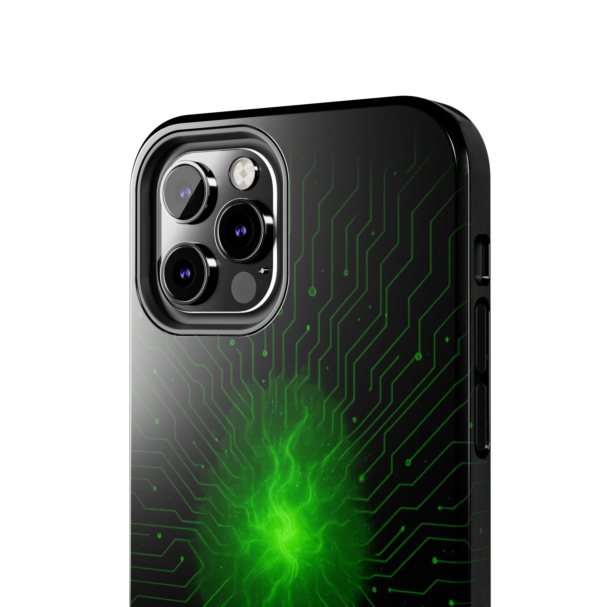 Tough Phone Case — Neon Green Energy Circuit Design