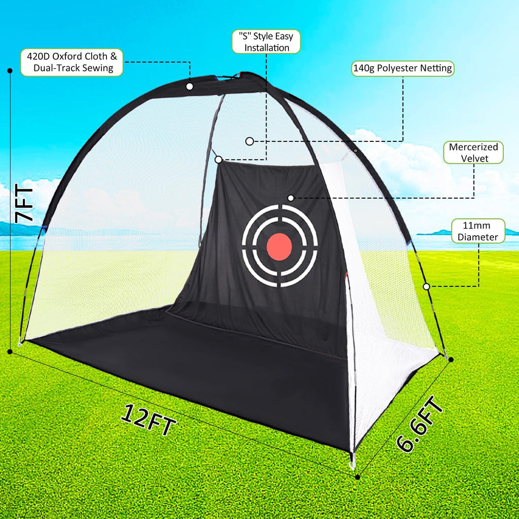 Golf Net for Backyard Practice: Hitting Net with Mat & Target – Training for Driving Chipping Swing Golf Gift for Dad Husband Men