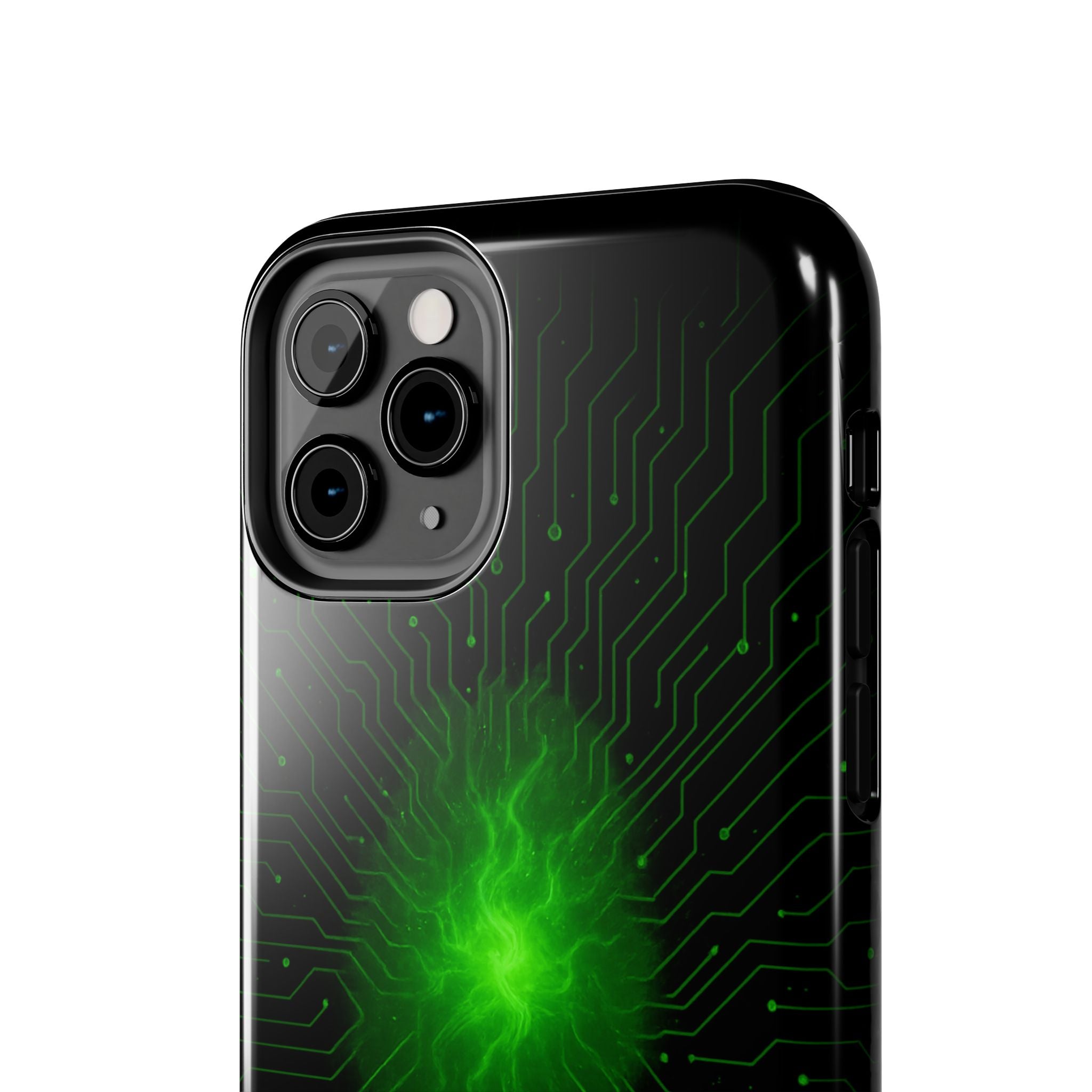 Tough Phone Case — Neon Green Energy Circuit Design