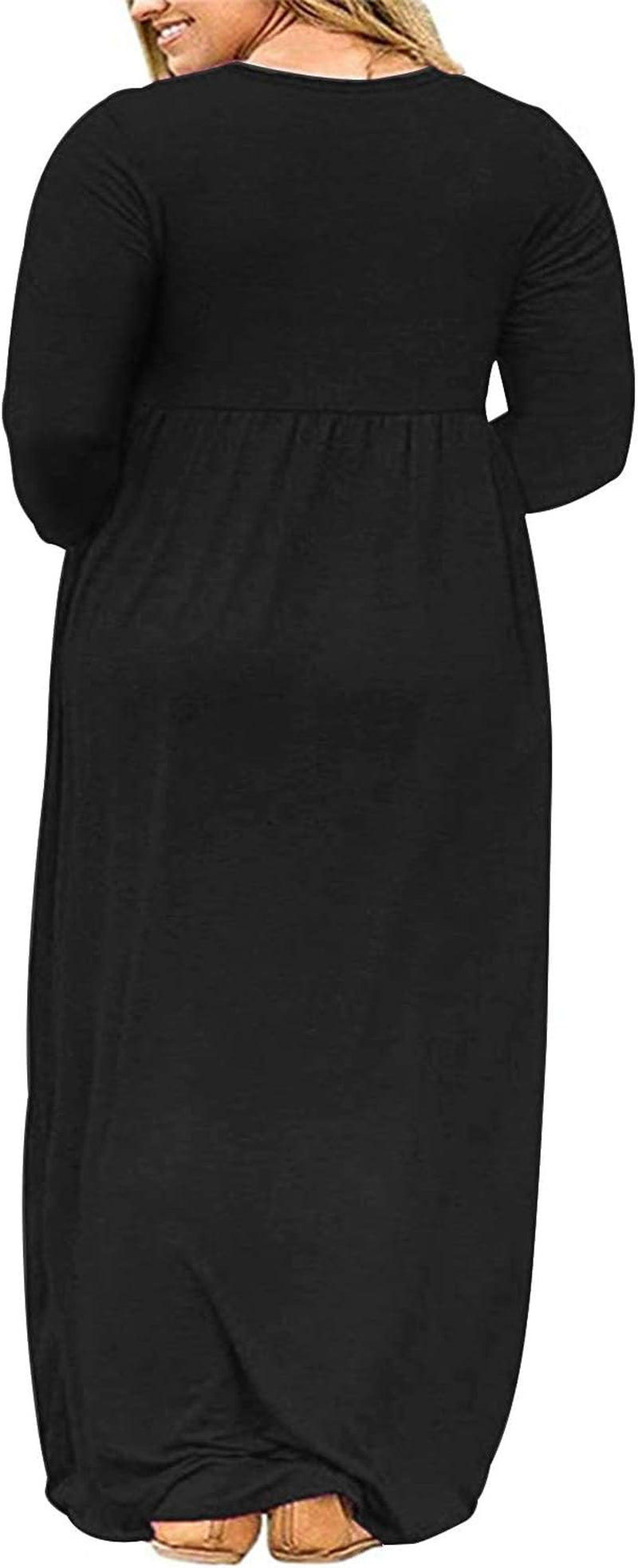 Women'S plus Size Maxi Dresses for Curvy Women Long Sleeve Casual Dress