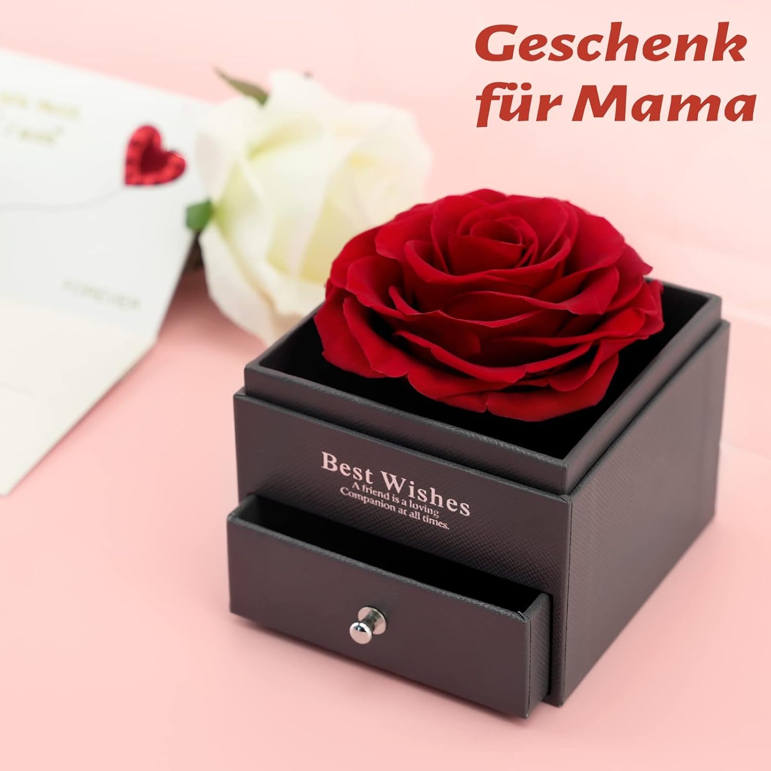 Preserved Real Rose Handmade Eternal Rose with Love You Necklace 100 Languages Gifts for Valentines Day Anniversary Wedding Romantic Gifts for Her