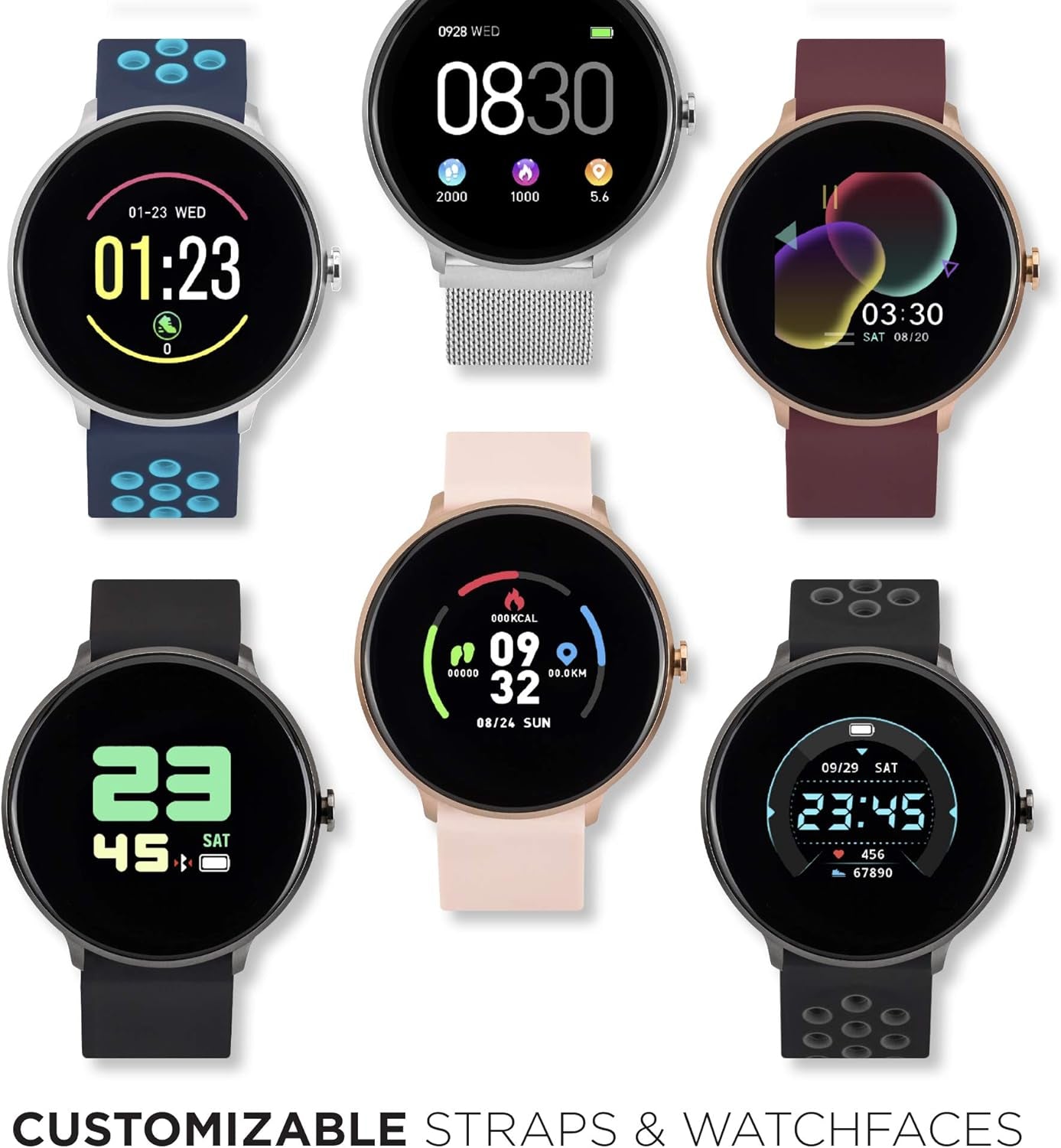 Sport Smartwatch Fitness Tracker Heart Rate Step Counter Sleep Monitor Messages IP68 Swimming Waterproof for Women and Men up to 30 Day Battery Touch Screen Compatible W Android & Ios (43Mm)