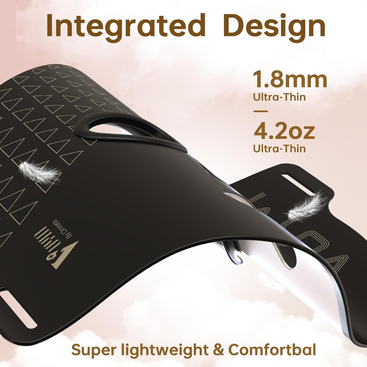 VYM Red Light Therapy for Face: High-Energy Super Lightweight 292 Leds Cordless Professional Light Therapy Mask Infrared LED Face Mask at Home Travel 2Mm Thickness - Black