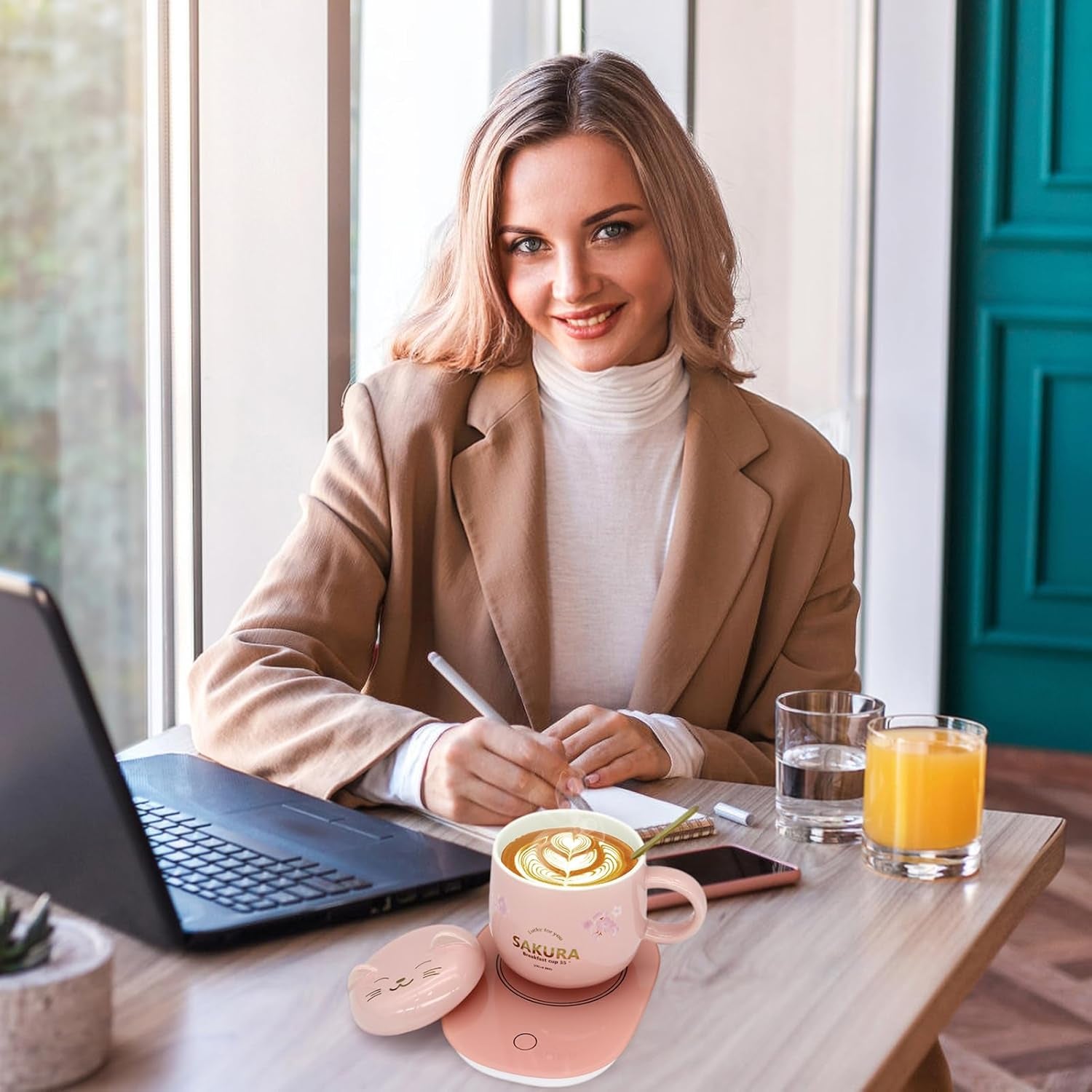 Cute Cat Mug Warmer - Pink Coffee Cup Warmer with Gift Box