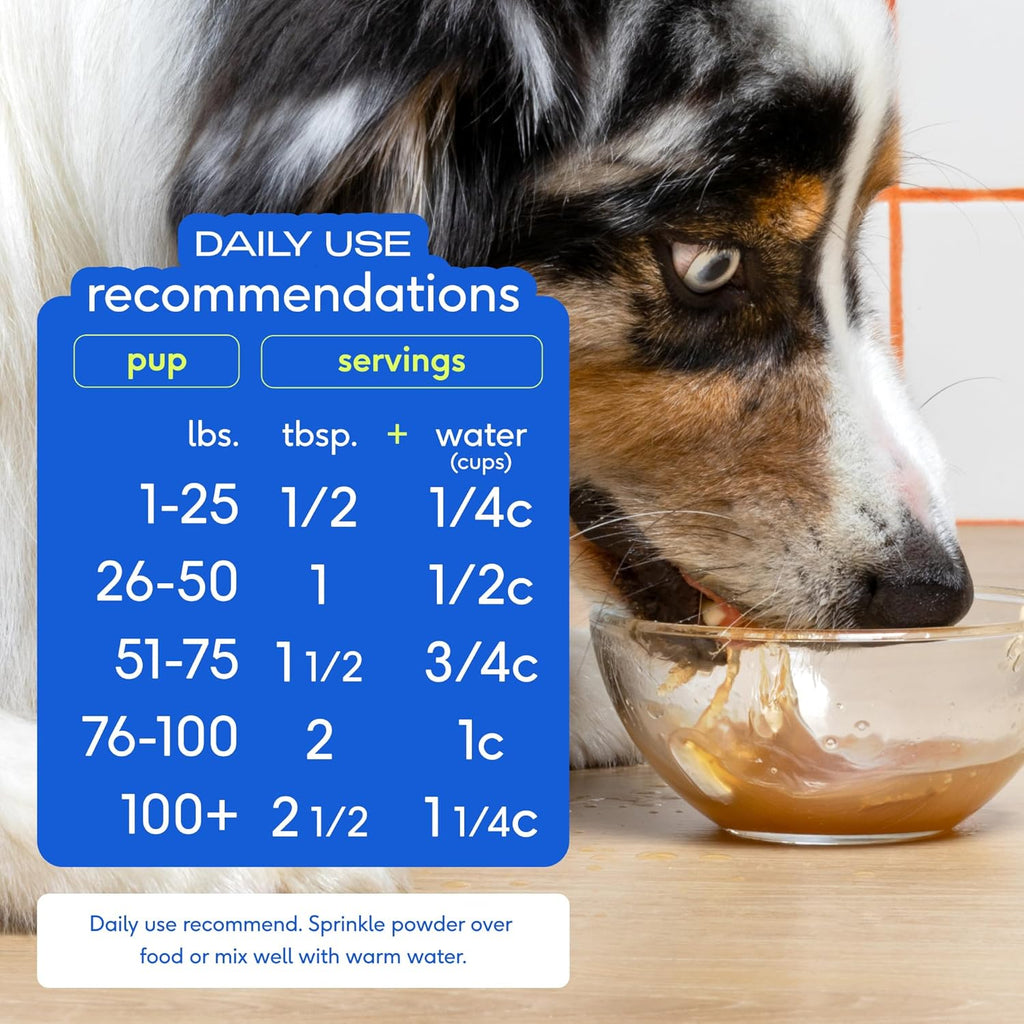 Bone Broth for Dogs and Cats - Chicken Bone Broth Powder Dog Food Toppers for Picky Eaters - Provides Extra Nutrition for Joint Strength, Immune Support & Heart Health - 96 Scoops