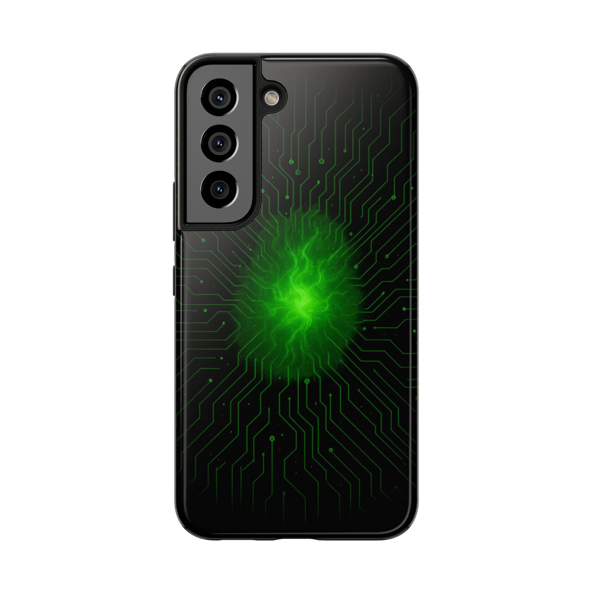 Tough Phone Case — Neon Green Energy Circuit Design