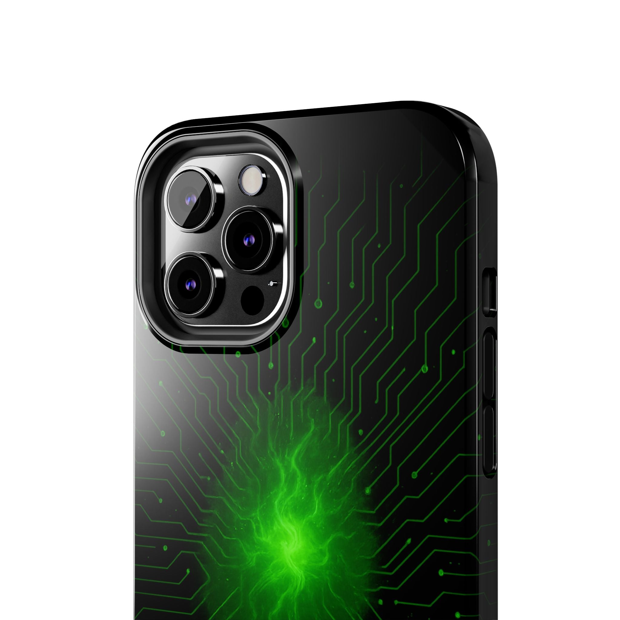 Tough Phone Case — Neon Green Energy Circuit Design
