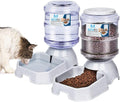 Automatic Cat Feeder and Water Dispenser for Dogs, 1 Gallon X 2 Gravity Feed Water Bowl for Cats Max 30Lbs Self Filling Auto Pet Waterer Replenish Opening with Firm Lock