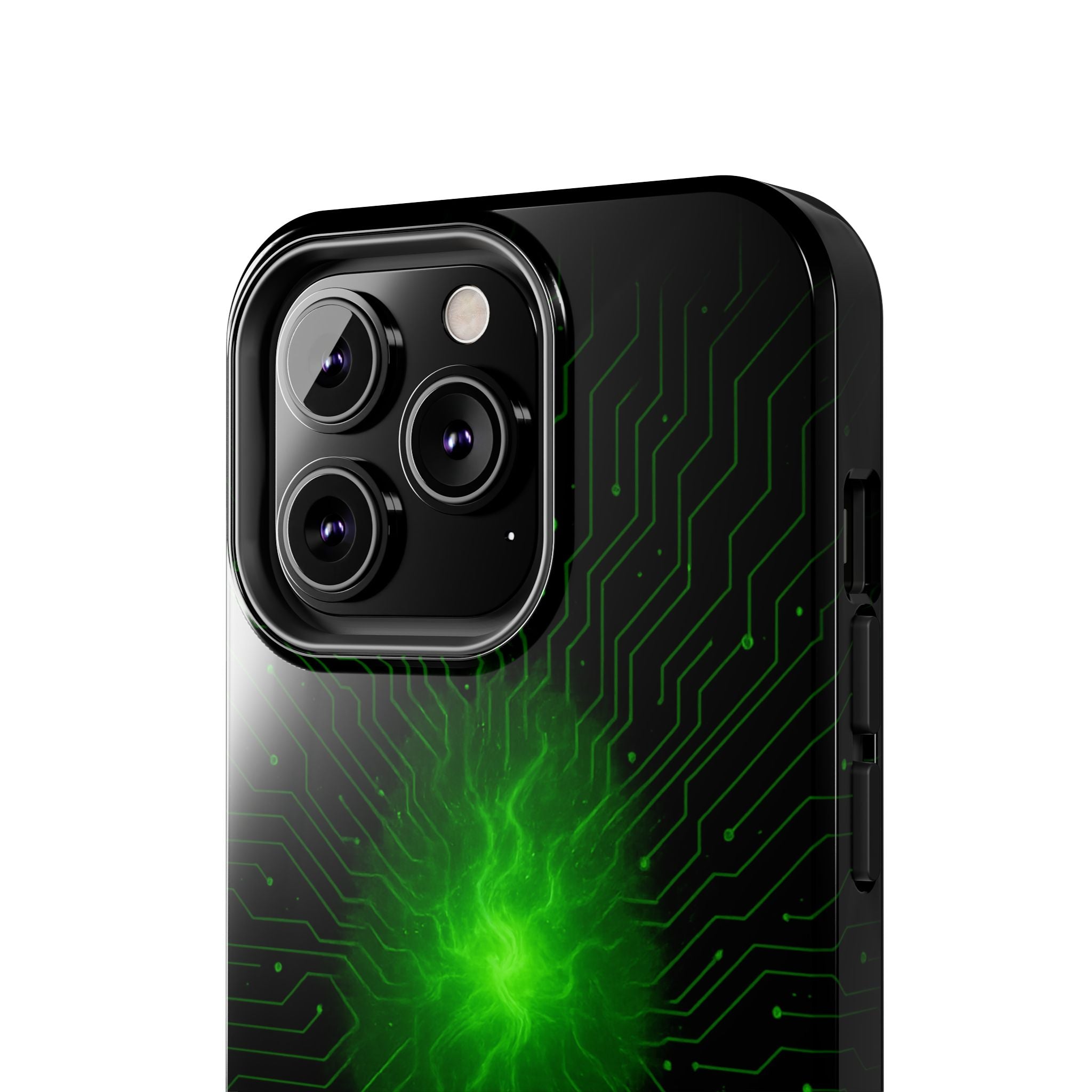 Tough Phone Case — Neon Green Energy Circuit Design