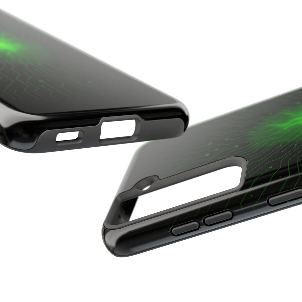 Tough Phone Case — Neon Green Energy Circuit Design