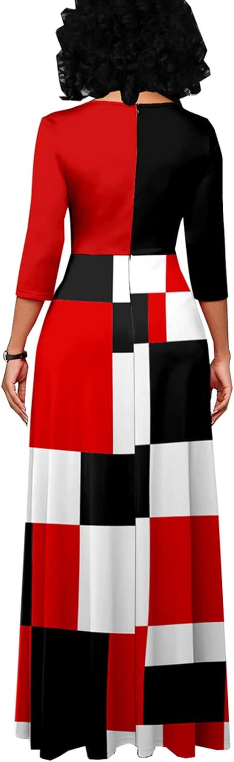 Dinyin Sexy Maxi Dresses for Women Casual plus Size 3/4 Sleeve V Neck Loose Party Prom Dress Ladies Outfits