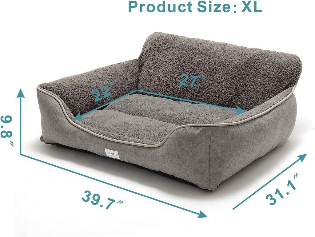 Rectangle Dog Bed Dog Beds for Small Dog Medium Dog Large Dog Washable Sleep Warm Dog Bed with Anti-Slip Bottom (X-Large, Grey)