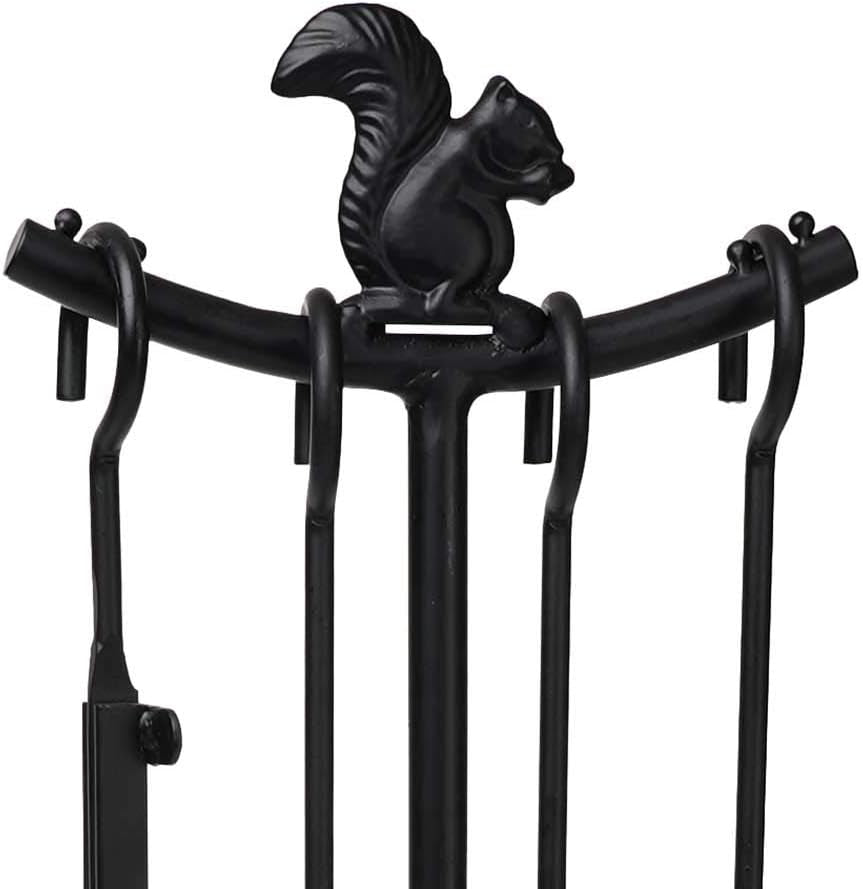 5 Pieces Fireplace Tools Sets Strength Wrought Iron Indoor Outdoor Fire Place Toolset Hearth Accessories Kit with Fireplace Brush, Fire Poker, Fireplace Shovel, Firewood Tong