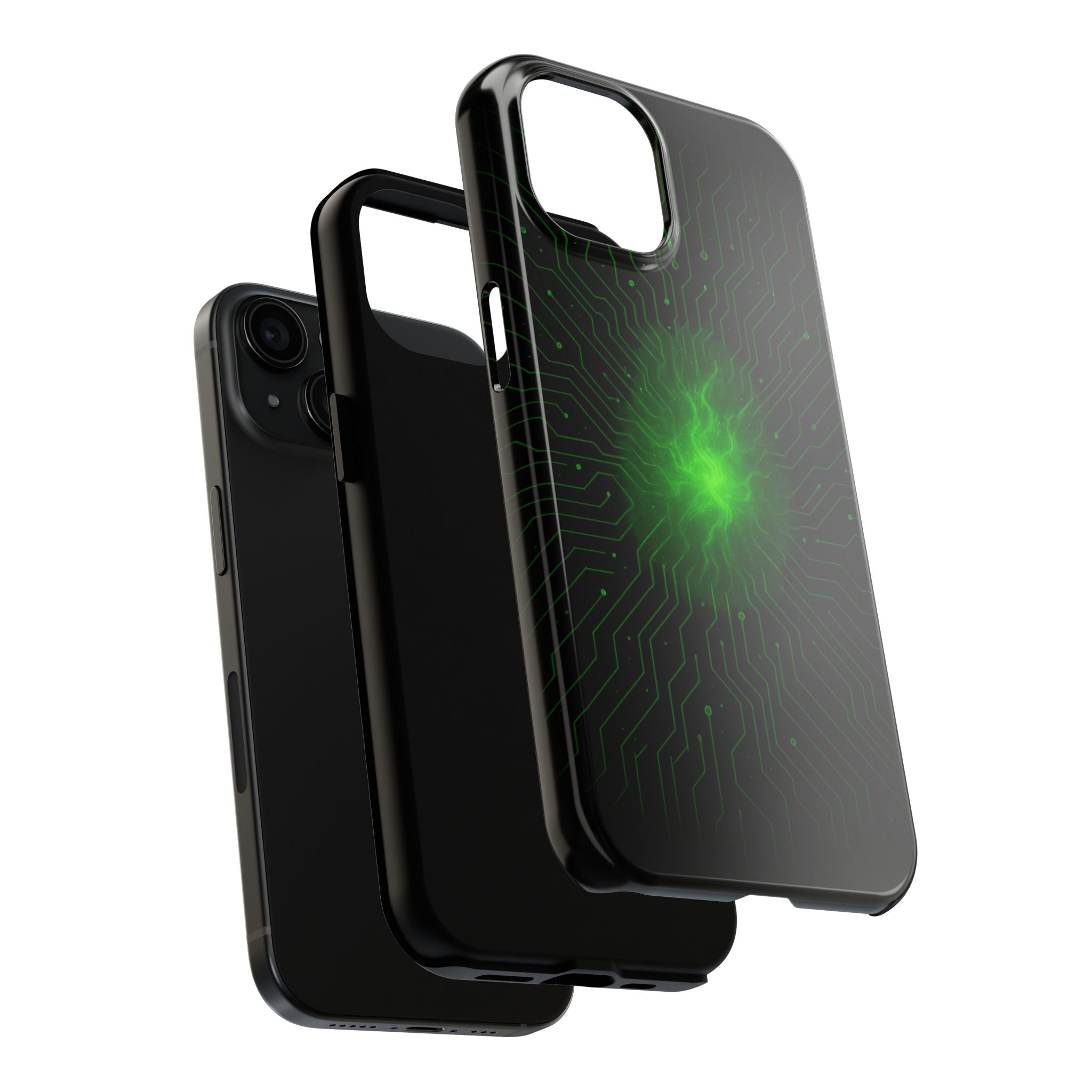 Tough Phone Case — Neon Green Energy Circuit Design