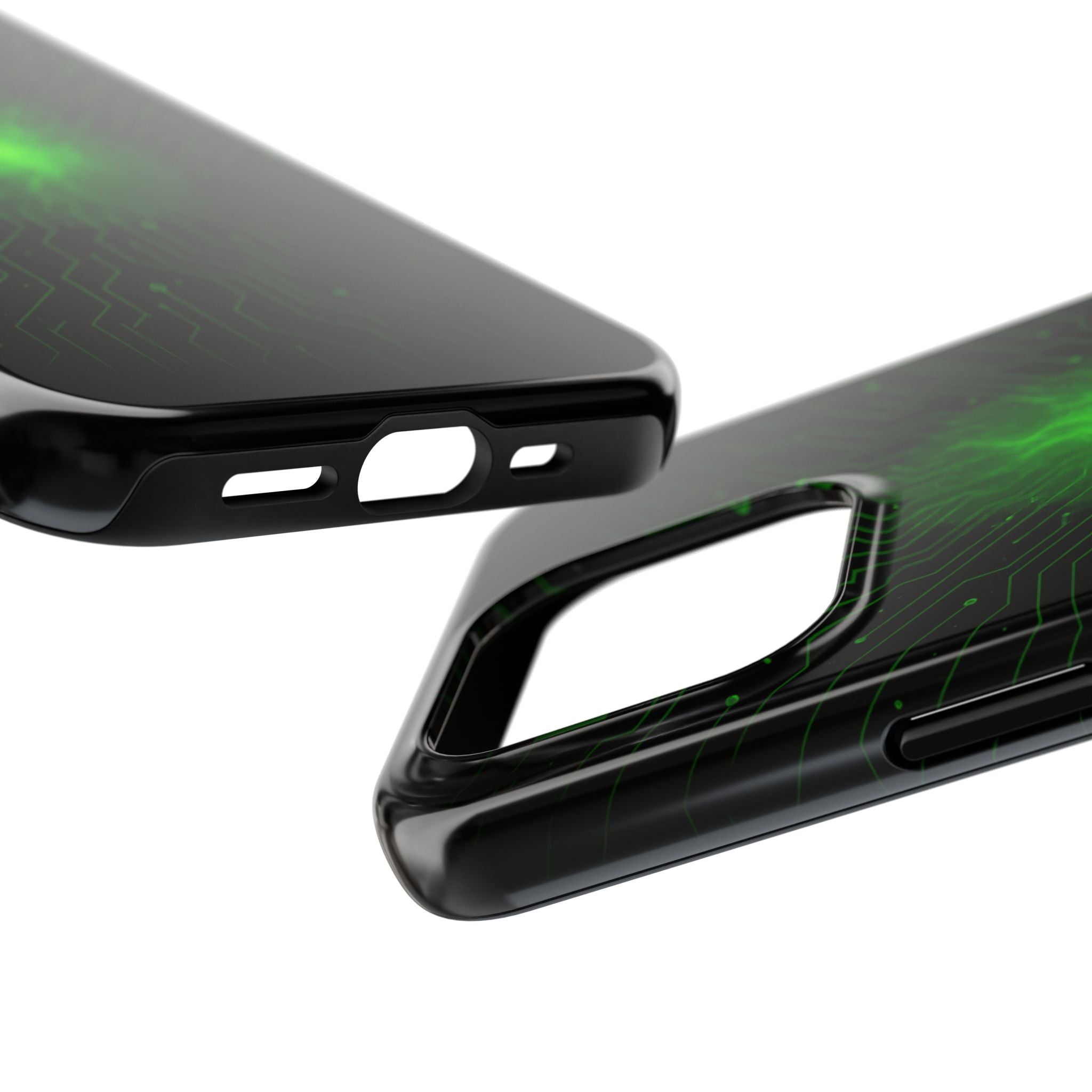 Tough Phone Case — Neon Green Energy Circuit Design