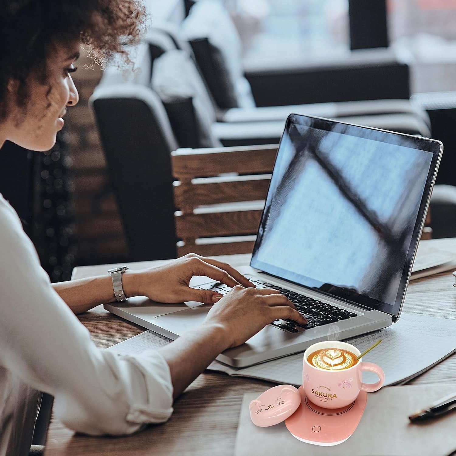 Cute Cat Mug Warmer - Pink Coffee Cup Warmer with Gift Box