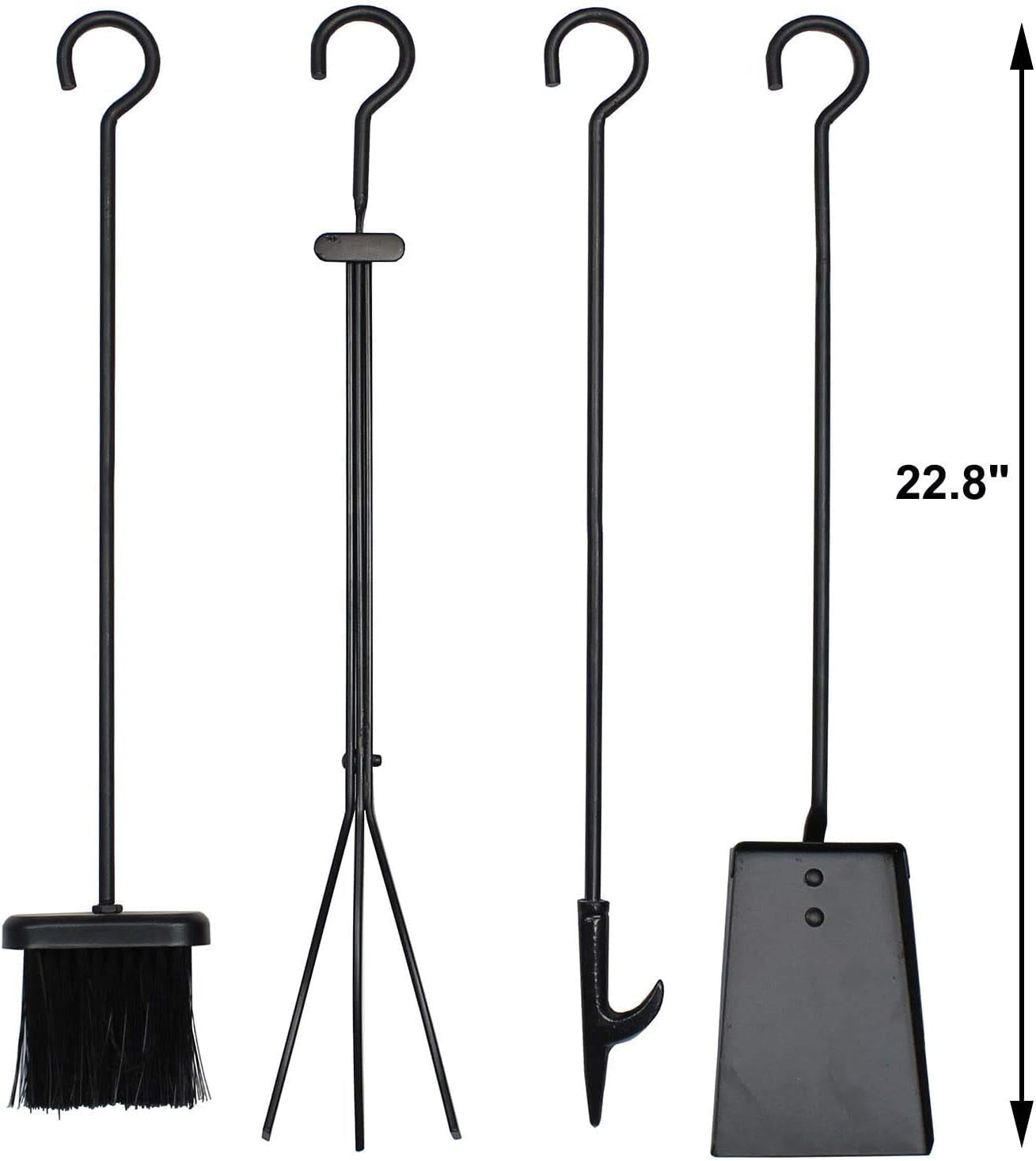 5 Pieces Fireplace Tools Sets Strength Wrought Iron Indoor Outdoor Fire Place Toolset Hearth Accessories Kit with Fireplace Brush, Fire Poker, Fireplace Shovel, Firewood Tong