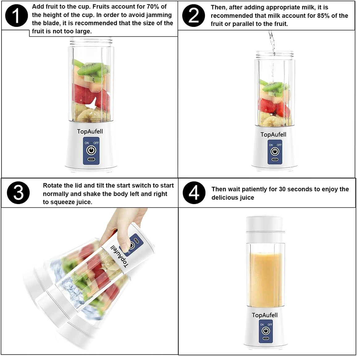 Portable Blender,Mini Blender for Shakes and Smoothies,Six Blades in 3D for Superb Mixing,Personal Size Blender with Powerful Motor 2000Mah Rechargeable Battery for Home, Travel, Office