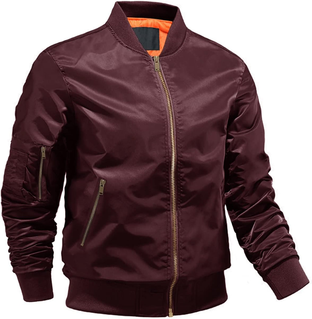 Men'S Lightweight Jacket Winter Warm up Jacket Thick Full Zip Jacket Coat Bomber Varsity Jacket Windbreaker