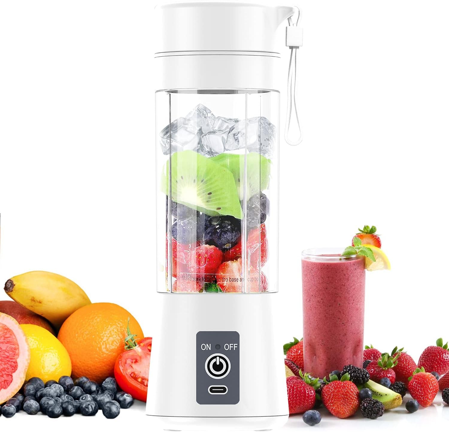 Portable Blender,Mini Blender for Shakes and Smoothies,Six Blades in 3D for Superb Mixing,Personal Size Blender with Powerful Motor 2000Mah Rechargeable Battery for Home, Travel, Office