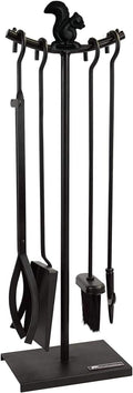 5 Pieces Fireplace Tools Sets Strength Wrought Iron Indoor Outdoor Fire Place Toolset Hearth Accessories Kit with Fireplace Brush, Fire Poker, Fireplace Shovel, Firewood Tong