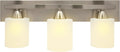 Vanity Light Fixture - Interior Bathroom Lighting Bar with Modern Milk Glass Shade - Bathroom Lights over Mirror Fixture for Powder Room - Brushed Nickel, 3 Lights, E26, Bulbs Not Included